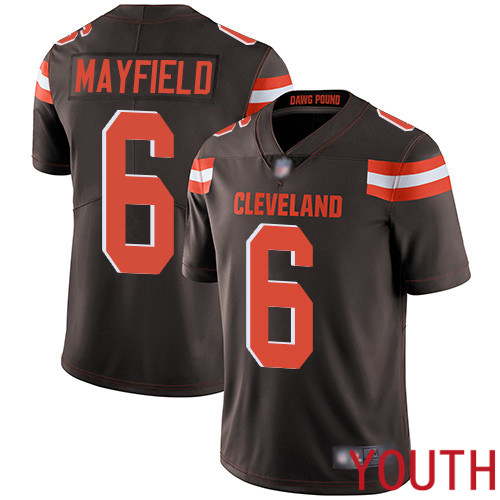 Cleveland Browns Baker Mayfield Youth Brown Limited Jersey #6 NFL Football Home Vapor Untouchable->youth nfl jersey->Youth Jersey